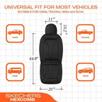 Skechers Memory Foam™ Car Seat Covers, Hexcomb Breathable Thick Seat Covers Black Two Front Seat Covers, Airbag Compatible, Automotive Comfort & Protection for Most Cars,Van,Trucks, SUVs (Black)