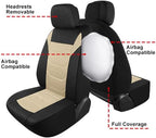 3D Air Mesh Car Seat Cover Full Sets Washable and Breathable Premium Cloth Automotive Vehicle Seat Covers for Cars Interior, Universal Fit for Most Cars, Sedan, Truck, SUV(Black/Beige)