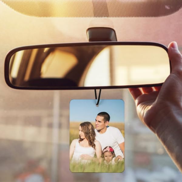 Personalized Air Freshener for Car - Double Sided Photo Custom Car Scents Air Freshener, Gift for Valentine’s Day Birthday Ideal for Car Wardrobe Bathroom Hanging Ornaments (Rectangle 3pcs)