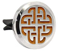 Regular Size (Celtic Weave) 30mm Car Aromatherapy Essential Oil Diffuser Stainless Steel Locket Air Freshener with Vent Clip 7 Pads 1 Oil Included