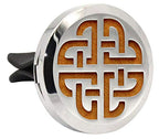 Regular Size (Celtic Weave) 30mm Car Aromatherapy Essential Oil Diffuser Stainless Steel Locket Air Freshener with Vent Clip 7 Pads 1 Oil Included