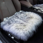 Winter Warmth: Universal Sheepskin Seat Cushion Cover - Natural Wool, for Cars, Trucks, SUVs & Vans - Cozy & Stylish Driving Companion Front Grey Tips