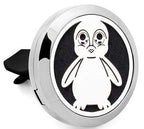 (Pinguin) 30mm Car Aromatherapy Essential Oil Diffuser Stainless Steel Locket Air Freshener with Vent Clip 7 Pads 1 Oil Included