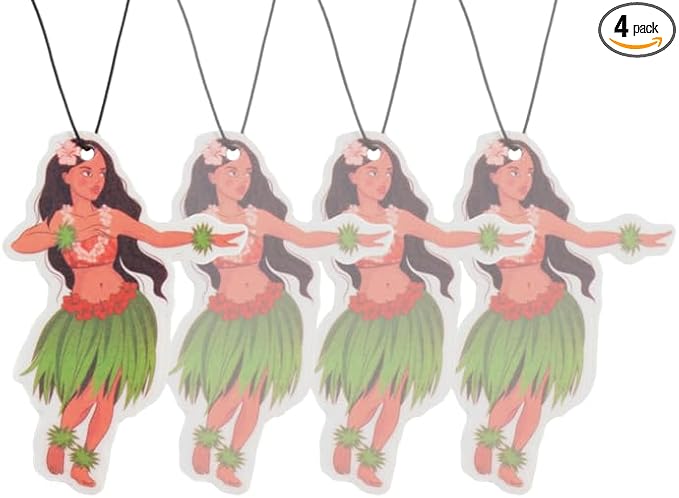 Fresh Fresheners Cute Funny Car Air Fresheners Scented with Premium Oils 4-pack (Hula Girl)
