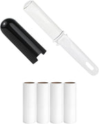 Travel Lint Roller for Clothes Mini Foldable Lint Roller with Cover and 4 Refills Total 150 Extra Sticky Sheets Travel Size Pet Hair Remover Roller (Black)