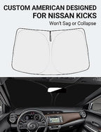 Proadsy Windshield Sun Shade for Nissan Kicks 2018-2025 Custom Fit S, SV, SR Crossover 4-Layer Foldable Front Sunshade Protector Sun Visor Blocks UV Rays Keep Car Cooler