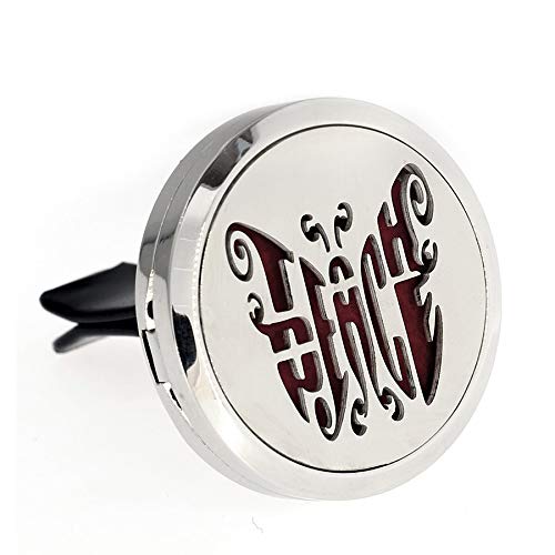 Regular Size (Teach Peace) 30mm Car Aromatherapy Essential Oil Diffuser Stainless Steel Locket Air Freshener with Vent Clip 7 Pads 1 Oil Included