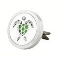 Regular Size (Turtle) 30mm Car Aromatherapy Essential Oil Diffuse Stainless Steel Locket Air Freshener with Vent Clip 7 Pads, 1 Oil.
