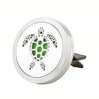 Regular Size (Turtle) 30mm Car Aromatherapy Essential Oil Diffuse Stainless Steel Locket Air Freshener with Vent Clip 7 Pads, 1 Oil.