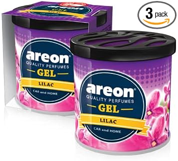 AREON GCK11 Car Perfume GEL Air Freshener Long Lasting Scent for Car or Home Odor Eliminator - LILAC (Pack of 3)