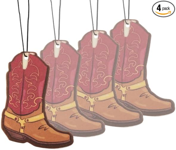 Fresh Fresheners Outdoor Adventure Car Air Freshener 4 Pack Scented With Premium Oils (Cowboy Boot)