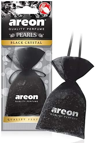 AREON Pearls I Car & Home Hanging Air Freshener I Quality Perfume I Black Crystal (Pack of 3)