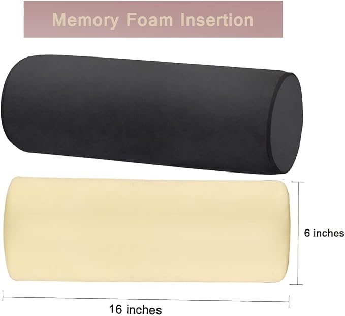 Memory Foam Pillow 16X6 Inch for Sleeping, Neck Pain Relief, Side Back Stomach Sleeper, Car or Office Chair Sofa,Support Pillow for Posture & Comfortable Spine Position (Black