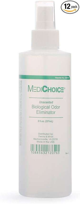 MediChoice Biological Odor Eliminator, Unscented, Pump Spray, 8 Oz, 1314OE8121 (Case of 12)
