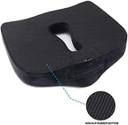 SnugPad Memory Foam Lumbar Pillow and Seat Cushion Combo, Ergonomic, Orthopedic, Lower Back Support, Premium Washable Velvet Covers with Non-Slip Bottom, Ideal for Office Chairs and Car Seats (Black)