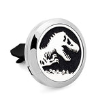 Regular Size (Dinosaur) 30mm Car Aromatherapy Essential Oil Diffuser Stainless Steel Locket Air Freshener with Vent Clip 7 Pads 1 Oil Included
