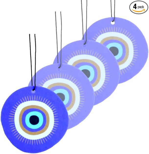 Cute and Funny Fresh Fresheners Car Air Fresheners 4 Pack Scented With Premium Oils (Evil Eye)
