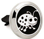 (AromaBUG) The ORIGINAL 30mm Car Aromatherapy Essential Oil Diffuser Stainless Steel Locket Air Freshener with Vent Clip 7 Pads 1 Oil Included