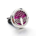 Regular Size (Bee Hive) 30mm Car Aromatherapy Essential Oil Diffuse Stainless Steel Locket Air Freshener with Vent Clip 7 Pads 1 Oil..