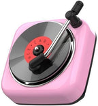 Car Air Freshener in Retro Record Player Design, CD Decorative Diffuser with Rotating Mechanism, Vintage-Inspired Aroma Diffuser for Car Vent (Pink)