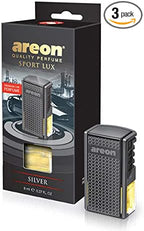 AREON AC02 Car Perfume Luxury and Elegant 0.27 oz Vent Clip Car Air Freshener, Silver Scent (Pack of 3)