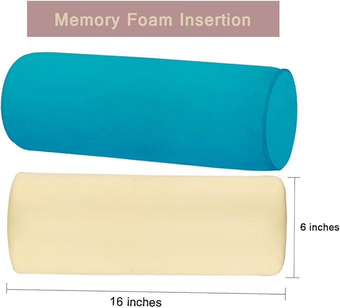Memory Foam 16X6 Neck Pillow for Sleeping, Neck Pain Relief, Side Back Stomach Sleeper, Car or Office Chair Sofa,Support Pillow for Posture & Comfortable Spine Position (Lake Blue)