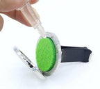 (Humming Bird) 30mm Car Aromatherapy Essential Oil Diffuser Stainless Steel Locket Air Freshener with Vent Clip 7 Pads 1 Oil Included