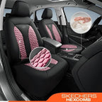 Skechers Memory Foam™ Car Seat Covers, Hexcomb Breathable Thick Seat Covers Two Front Seat Covers, Airbag Compatible, Automotive Comfort & Protection for Most Cars,Van,Trucks, SUVs (Pink,Two Front)