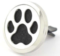 (Paw) 30mm Car Aromatherapy Essential Oil Diffuse Stainless Steel Locket Air Freshener with Vent Clip 7 Pads 1 Oil Included