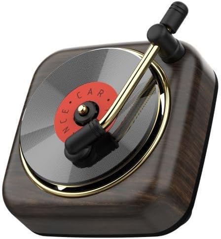 Car Air Freshener in Retro Record Player Design, CD Decorative Diffuser with Rotating Mechanism, Vintage-Inspired Aroma Diffuser for Car Vent (Grainy)