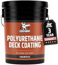 Liquid Rubber Polyurethane Deck Coating – 10X Stronger Than Traditional Deck Paint & Deck Stain – Flexible, Waterproof Sealant for Wood, Concrete & Plywood – Textured Finish – Stone Grey – 4 Gallon