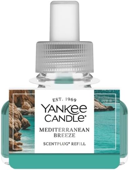 Yankee Candle ScentPlug Refill, Mediterranean Breeze, Home Fragrance Plugin Oil with Salt Air and Soft Citrus Notes, Odor Neutralizing Wall Air Freshener, 0.625 Ounce (Pack of 6)