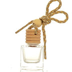 4Pcs/Pack,10ml Car Hanging Perfume Air Freshener Diffuser,Refillable Essential Oil Pendant Perfume Vials,Thick Square Clear Glass Container With Wooden Caps & Hanging String,FREE Funnel,Dropper