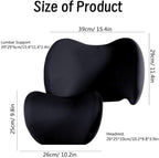 Car Headrest & Lumbar Support Cushion Kit, Ergonomic Car Seat Neck Pillow and Backseat Cushion for Driving Fatigue Relief, Driving Seat Memory Foam Neck Back Rest Pillows (Grey)