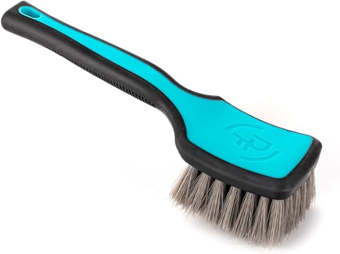 Detail Factory - ProGrip Tire Brush - Ergonomic ProGrip Handle, Stiff Synthetic Bristles, Ergonomic Design, Clean Your Tires with Ease - Octane Riptide