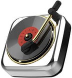 Car Air Freshener in Retro Record Player Design, CD Decorative Diffuser with Rotating Mechanism, Vintage-Inspired Aroma Diffuser for Car Vent (Silver)