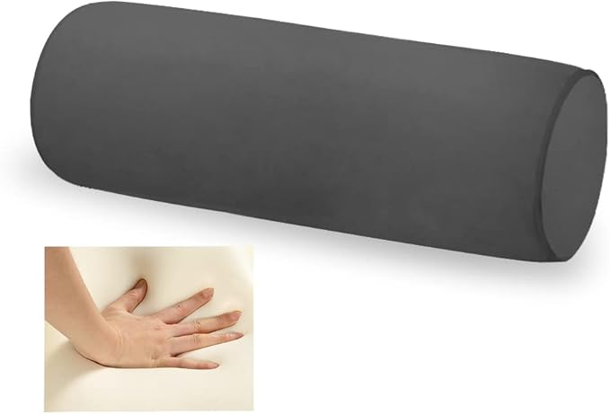 Memory Foam 16x6 Neck Pillow for Sleeping, Neck Pain Relief, Side Back Stomach Sleeper, Car or Office Chair Sofa,Support Pillow with Soft Velvet Pillowcase (Dark Gray)
