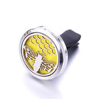 Regular Size (Bee Hive) 30mm Car Aromatherapy Essential Oil Diffuse Stainless Steel Locket Air Freshener with Vent Clip 7 Pads 1 Oil..