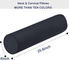 Memory Foam 26x6 Neck Pillows for Sleeping, Neck Pain Relief, Side Back Stomach Sleeper, Car or Office Chair Sofa,Support Cervical Pillow with Soft Velvet Pillowcase (Black)
