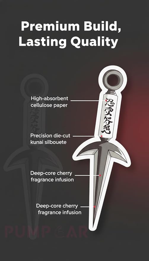 PumpCar 2 pieces Ninja Kunai double-sided hanging Japanese anime cherry-scented One Piece car air freshener Cool for rearview mirror Car Interior Accessories Household Gifts