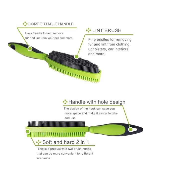 Rubber Pet Hair Removal Brush for Couch Clothes Dog Cat Pet Hair Carpet, Also Used as Dog Cat Bath Brush with Massage Effect(black，orange，green)