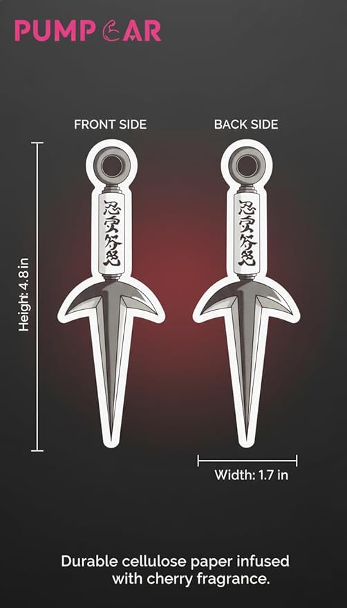 PumpCar 2 pieces Ninja Kunai double-sided hanging Japanese anime cherry-scented One Piece car air freshener Cool for rearview mirror Car Interior Accessories Household Gifts