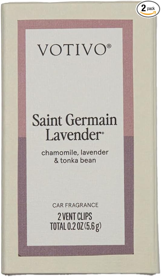 Votivo Saint Germain Lavender Car Fragrance 2-Pack | Auto Vent Clip Car Fresheners | Vehicle Fragrance | Provides Long Lasting Premium Scent for Auto