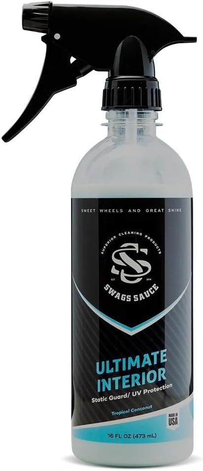 Ultimate Interior | Tropical Coconut Scent | Static Guard & UV Protection 16oz bottle by Swags Sauce - UV protection coating for plastic, vinyl, rubber, and carbon fiber surfaces.