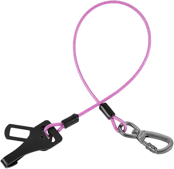 Dog Car Seat Belt - 3-in-1 Heavy Duty Safety Harness with Locking Carabiner, Universal Buckle Adapter, Chew-Proof Steel Rope (Purple, 16in/40cm)