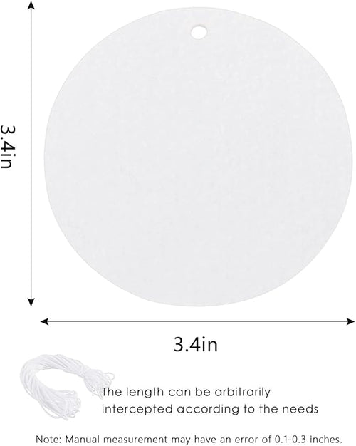 25 Pieces Round Sublimation Air Freshener Blank Car Scented Hanging Felt Sheets - White Fragrant With 25 Bags and Elastic Rope for Car Interior Use and Decor