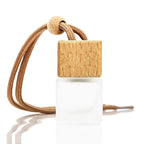 8ml Car Hanging Perfume Air Freshener Diffuser,Empty Frosted Glass Perfume Vials Diffuser,Thick Square Ornament Fragrance Container With Wooden Caps & Hanging String,FREE Funnel,Dropper-Pack of 10