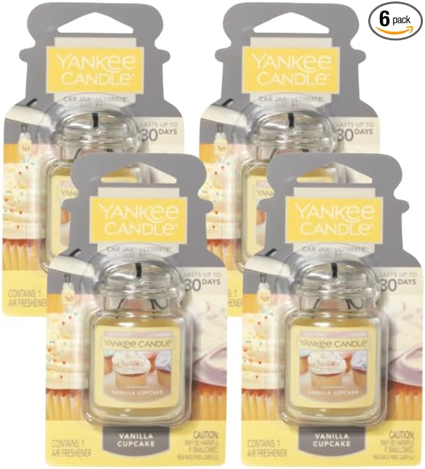 Yankee Candle Car Jar Ultimate, Vanilla Cupcake, 0.96 OZ (Pack of 6)