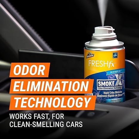 Armor All Fresh FX Smoke X Car Odor Eliminator, Car Air Freshener, Pack of 1 + Car Air Freshener, Smoke X by Armor All, Car Air Freshener and Purifier, 2 Oz Each Midnight Air Scent