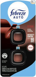 Febreeze Auto Air Freshener Vent Clips, Cedar with Vetiver, Patchouli, Sandalwood Scent, 2 Count, 80 Day Intensity Control